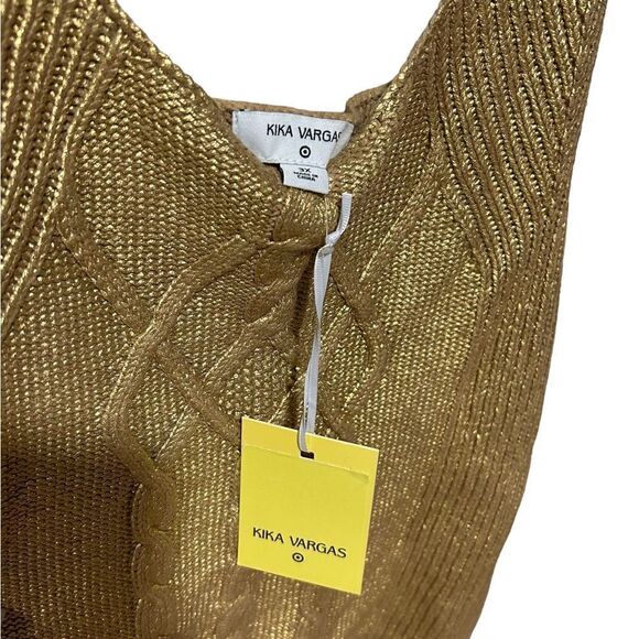 Kika Vargas x Target Gold Metallic Cable Knit Tank Top Sweater Womens Plus 3X - Picture 12 of 12